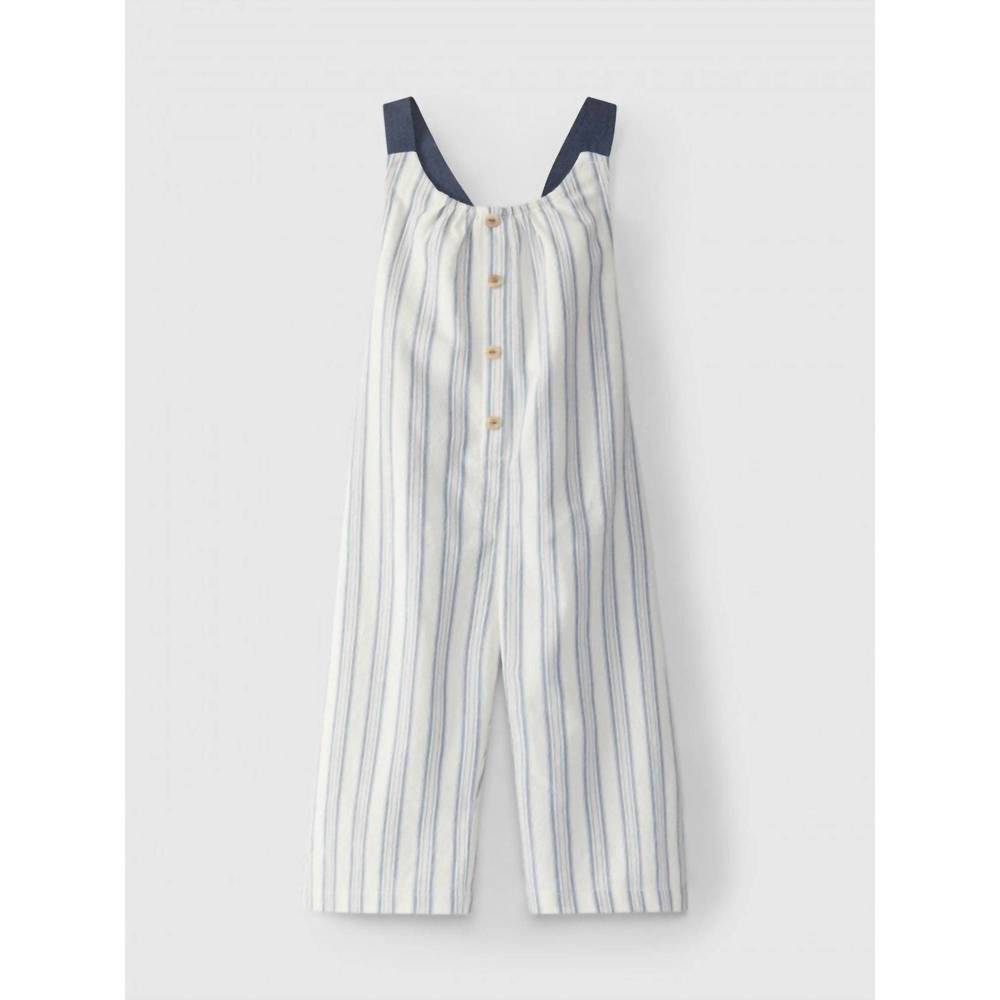 NEW LARANJINHA girl's striped dungarees in beige multi